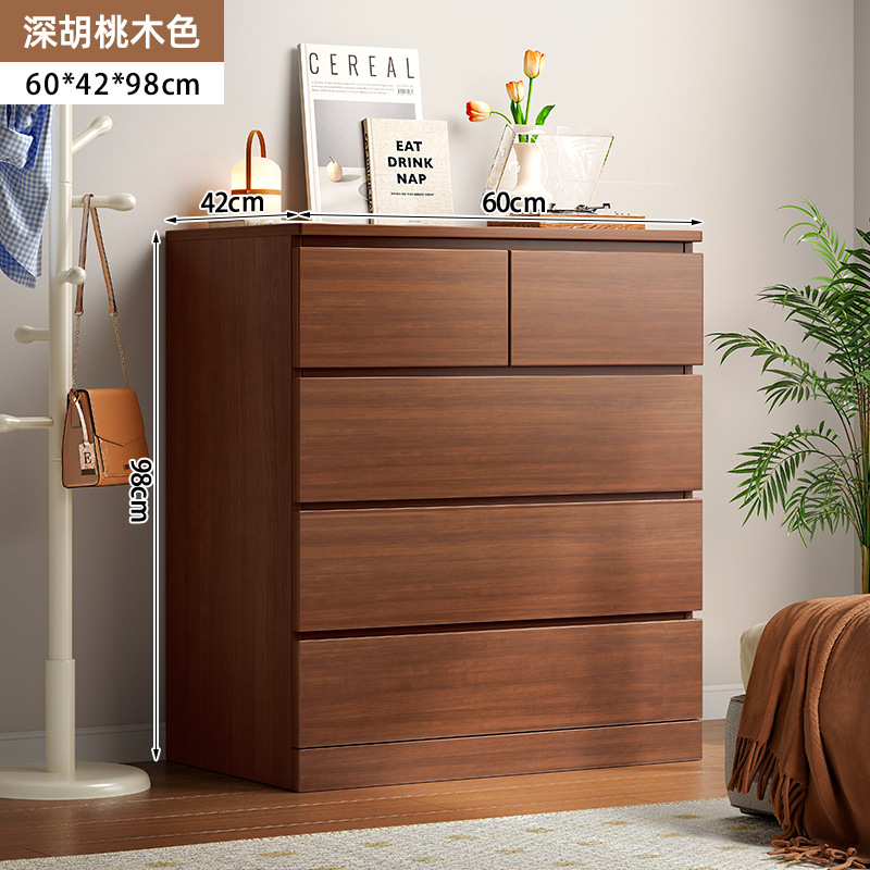 Armario de madera maciza, armario de almacenamiento para dormitorio, armario simple y moderno, armario de almacenamiento de sala de estar contra la pared, armario de cola de noche, armario de cajones