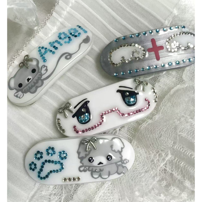 Ins Low Saturation Dream Core Ancient Flavor Dog Bear Hairpin Angel Bag Hairpin Japanese Style Cute Girl Heart