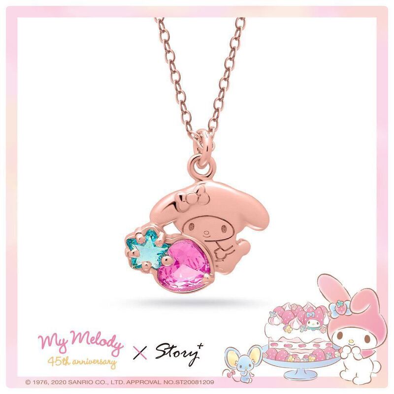 Sanrio Melody Strawberry Mymelody Necklace Women's Cute Small Fresh Clavicle Chain Melody Strawberry Earrings