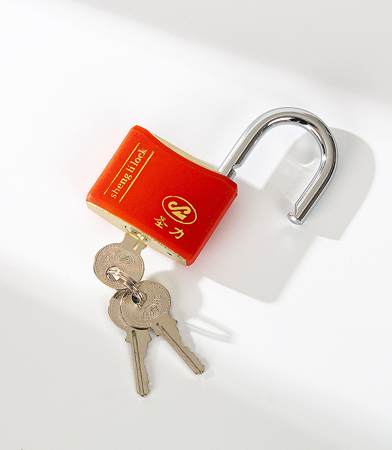 Factory direct supply of Shengli brand arc-shaped rubber-coated locks, multi-color copper core locks, cabinet locks, door locks, and customizable brand casing iron padlocks pic 12