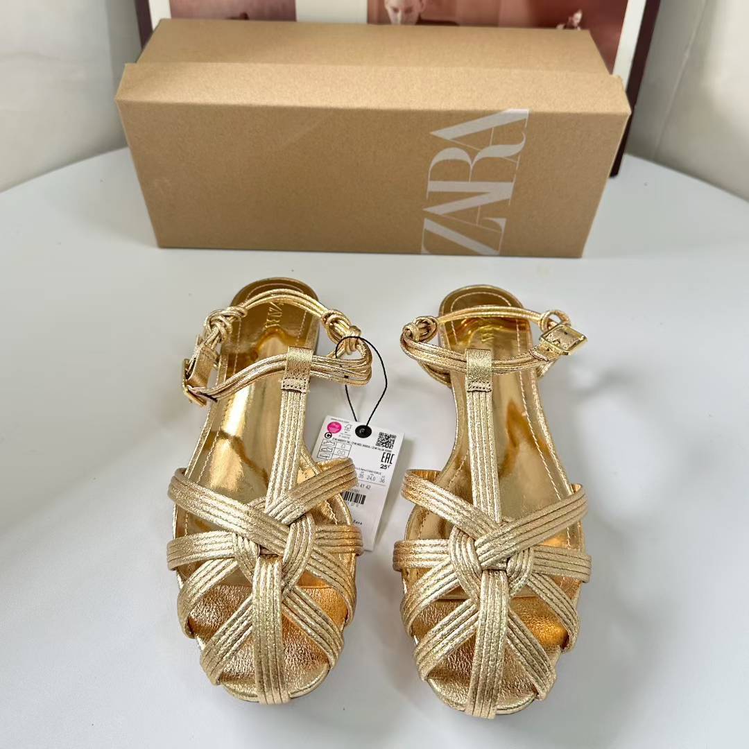 Za New 2025 Summer Niche Moonlight French Retro Sandals Baotou Hand-Woven Roman Soft Leather Sandals for Women