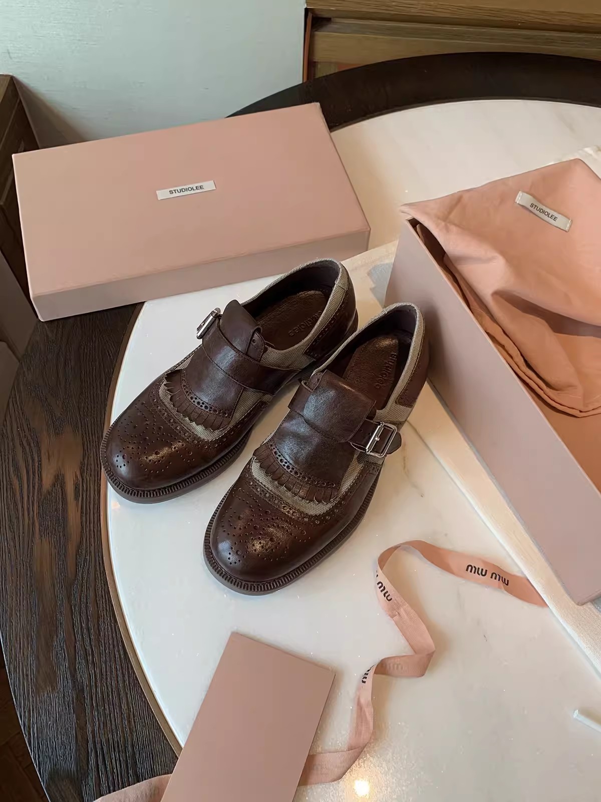 Versión de piel de vaca ~ Grape Mom, piel de caballo lavada con el mismo estilo, borlas de estilo británico, zapatos de cuero Brock tallados, zapatos de novia para mujer