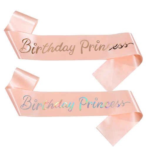 Birthday party shoulder strap etiquette belt birthday princess birthday princess glitter cloth belt and ribbon