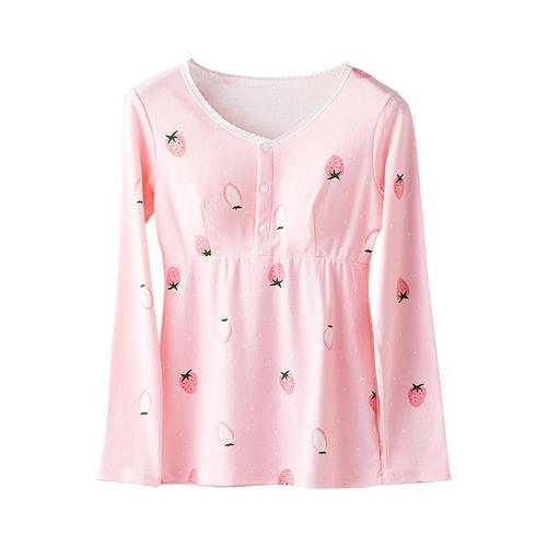Autumn and winter printed maternity autumn clothes, convenient unbuttoned thermal underwear, nursing tops, comfortable and breathable nursing clothes, confinement clothes