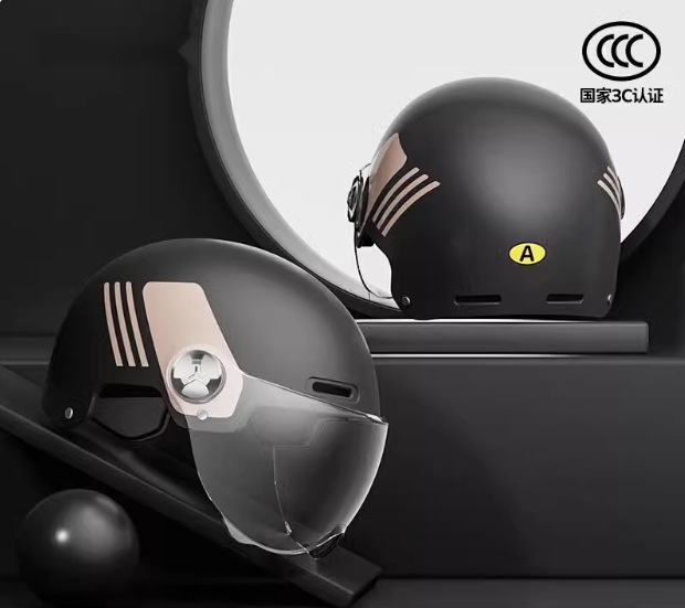 Universal – 3C Certified Motosiklet kaskı (dəbilqə) - new-national-standard-a-simple-black-transparent-short-visor