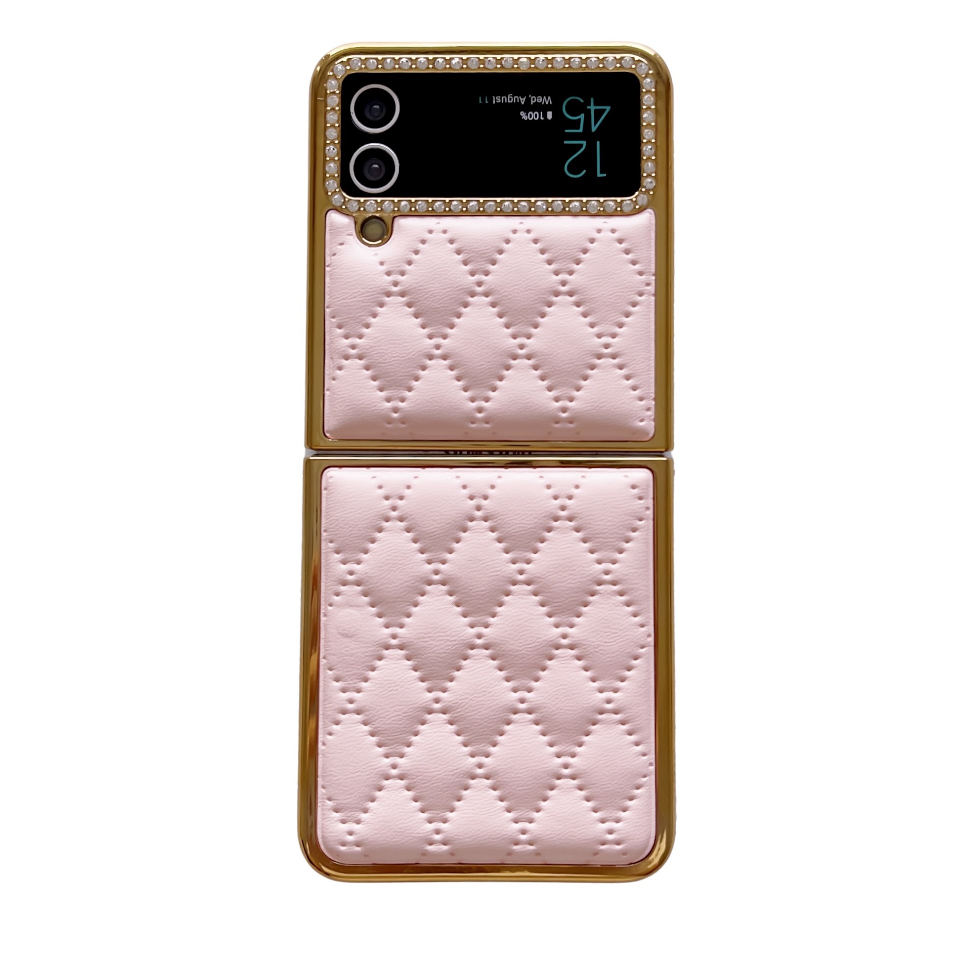 Adatto per Samsung ZFLIP5, modello ZFLIP4 pieghevole in pelle con piccolo diamante profumato, elettrolitico intarsiato di lusso_voghion.com