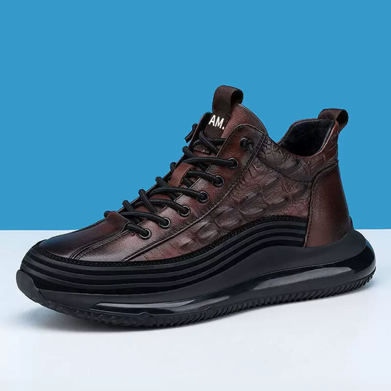 Cross-border men's shoes spring and autumn new thick-soled casual trendy shoes crocodile pattern fashion men's shoes lightweight sports shoes