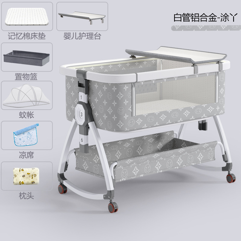 Cama de bebé de aleación de aluminio cama de costura cama multifuncional móvil plegable cama infantil bebé recién nacido cama cuna cama