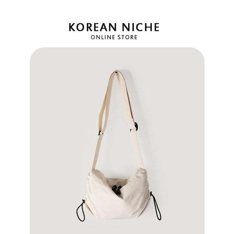Korean version of Instagram niche design, nylon drawstring canvas bag, women's new fashionable and casual versatile_voghion.com