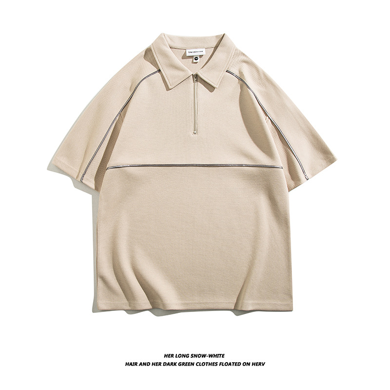 Marca de marea Zhu Di aire reflector polo pesado hombro camiseta de revestimiento de alta gama ropa corporativa personalizada