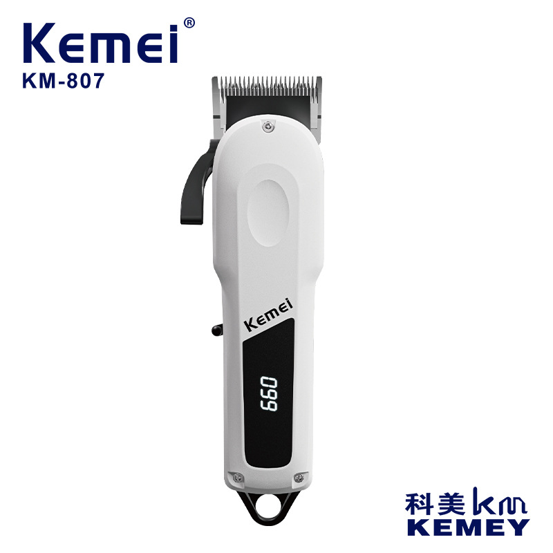 Kemei nuevo cortador de pelo digital inteligente de alta potencia, cortadora de empuje eléctrica de alta potencia, cortadora de pelo profesional de salón de peluquería de larga duración