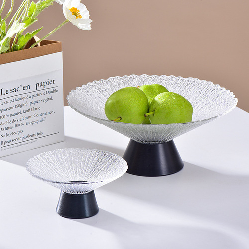 Light luxury fruit plate ornaments modern home living room coffee table snack glass tray Nordic style crystal glass fruit bowl