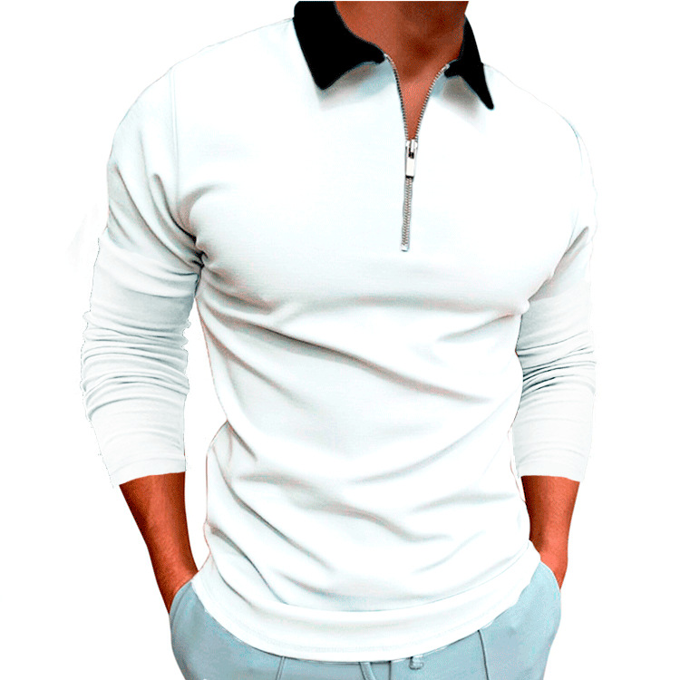 Polo homme slim fit décontracté imprimé fermeture éclair_voghion.com