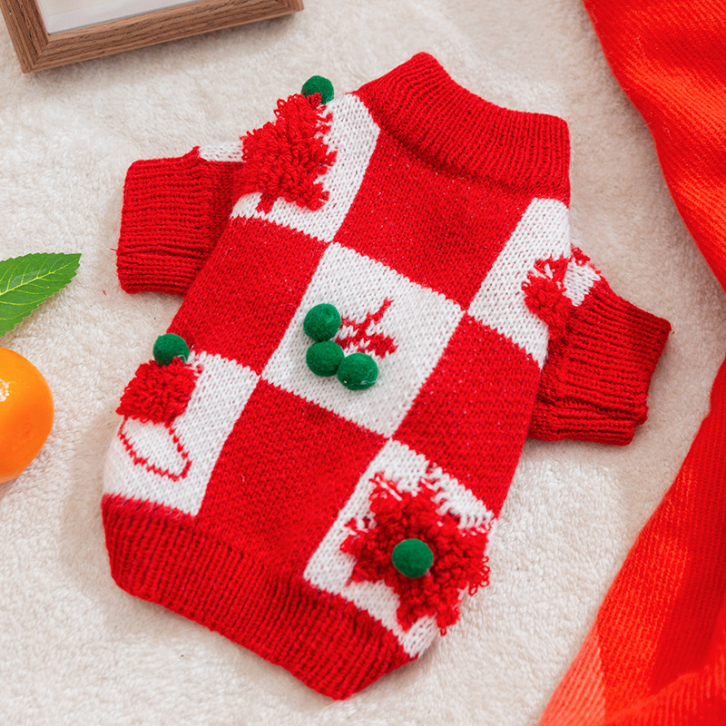 Otoño y invierno perros Año Nuevo rojo festivo Tang traje gato cálido y grueso algodón Teddy mascotas ropa de perro de Año Nuevo