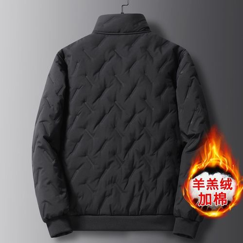 Autumn and Winter Lamb Wool Outerwear Cotton Jacket Men Fleece Lined Thick Casual Warm Quilted Coat Windproof