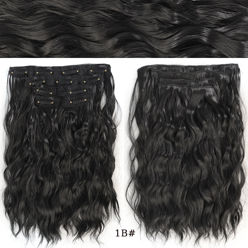 Extensii de păr sintetice cu clip ondulate efect undă_voghion.com