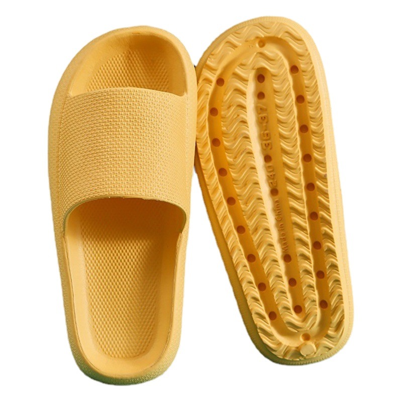 Stepping on excrement feeling slippers wholesale home dual-use one-word anti-slip bath couple sandals women's summer wear soft bottom sand