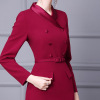 Spring suit collar double breasted knee length mid length annual meeting dress