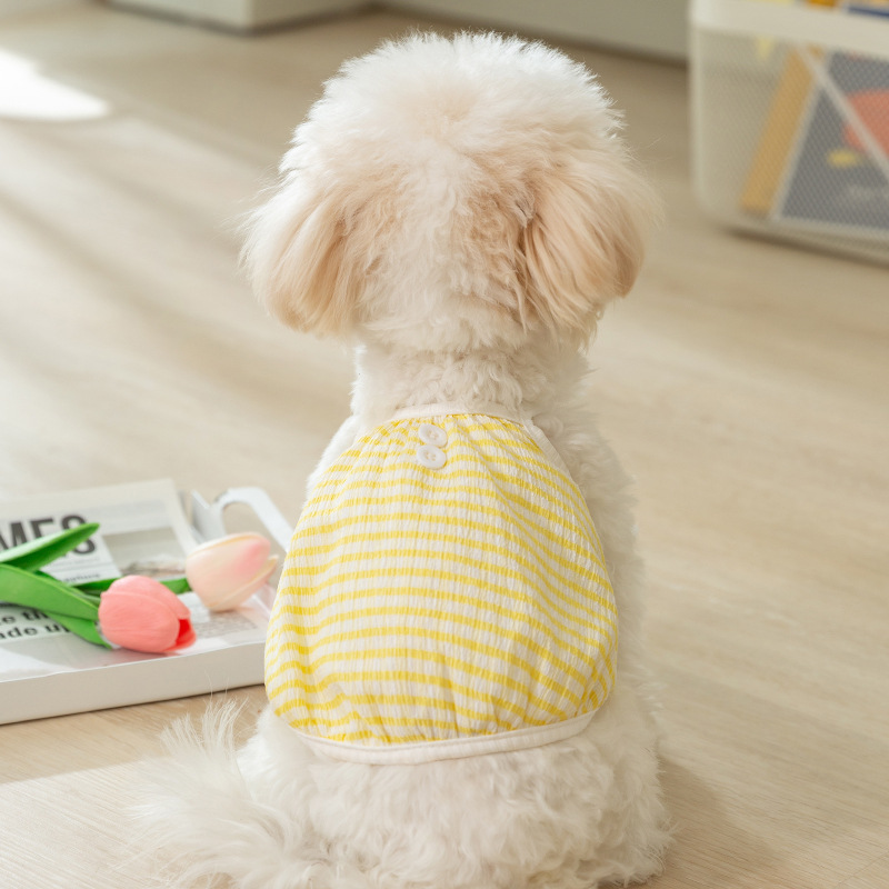 Primavera y verano para perros coreanos pequeños dulces frescos camisetas a rayas para gatos dos patas delgadas ropa de mascotas transpirables