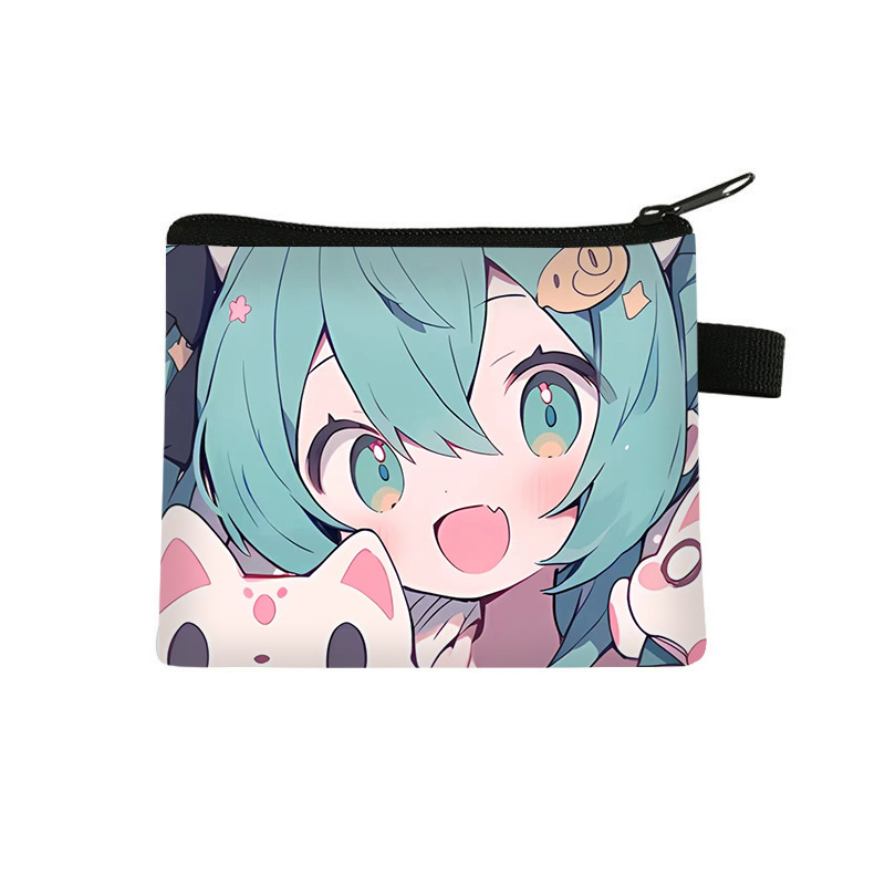 2026 Hot-Selling Hatsune Miku Student Coin Purse, Children's Storage Simple Wallet, High-Value Cute Earphone Case, Trendy