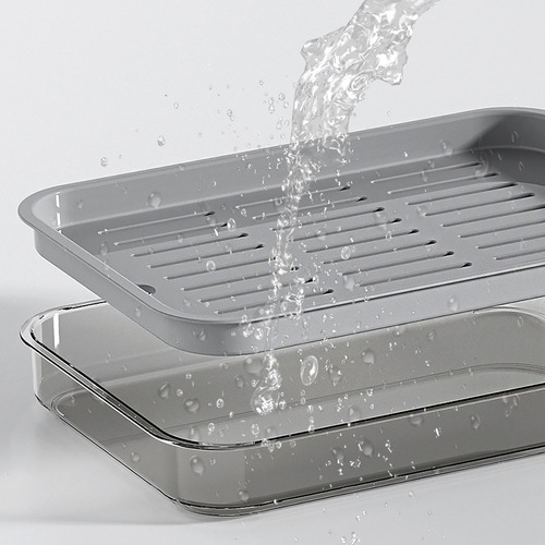 Tea tray, home living room dry brewing table, simple tea set, cup holder for tea cups and water cups, rectangular double-layer drain tray