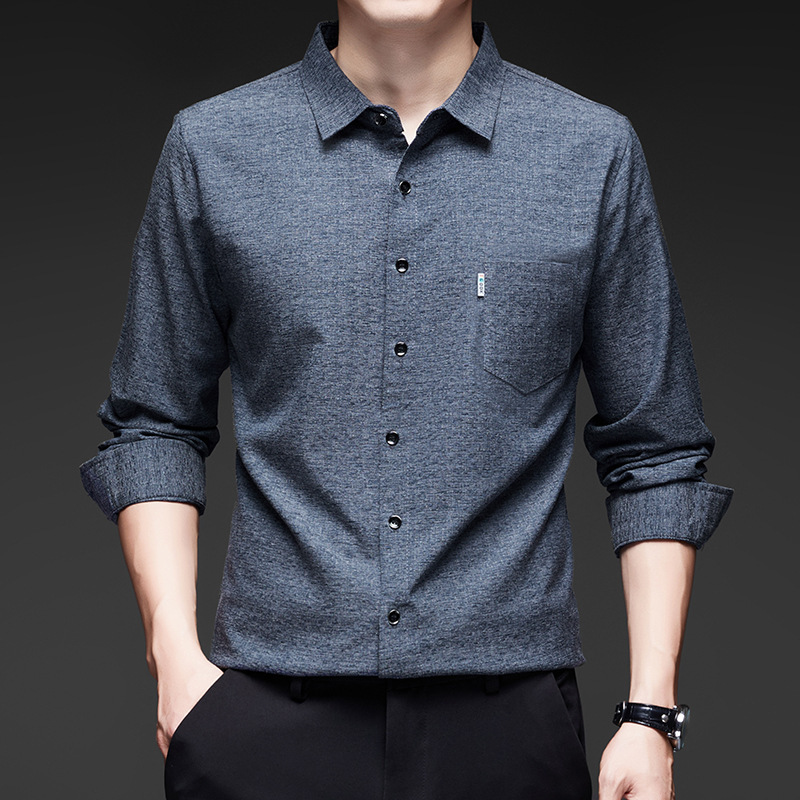 Men's Long-sleeved Shirt Real Pocket Dad's Shirt Middle-aged and Elderly Base Shirt T-shirt Lapel Cardigan Top T-shirt Men's Clothing Men's Long-sleeved Shirt Real Pocket Dad's Shirt Middle-aged and Elderly Base Shirt T-shirt Lapel Cardigan Top T-shirt Men's Clothing