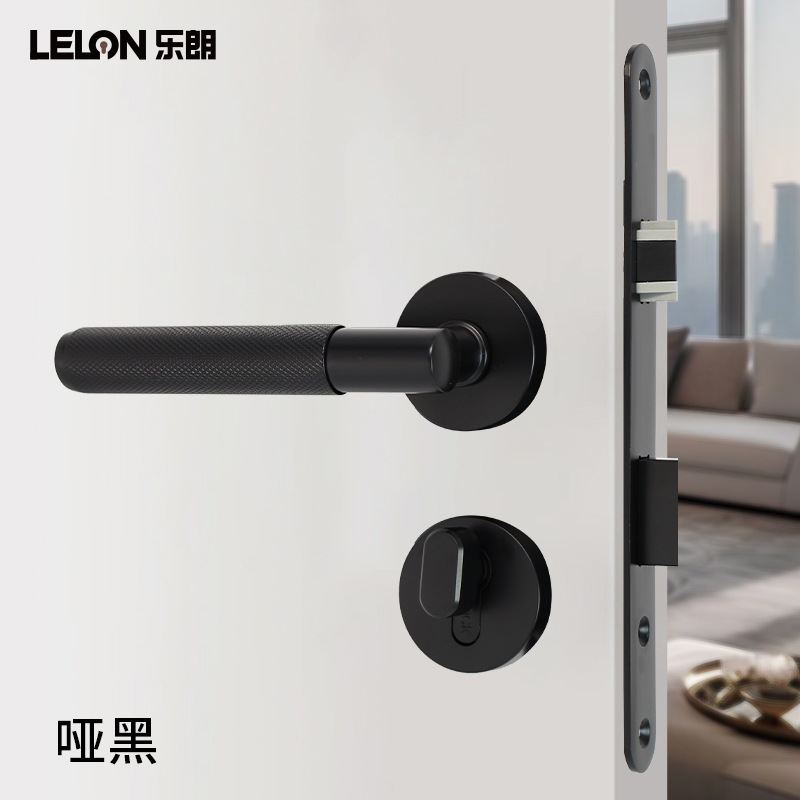 Cerradura dividida con manija moleteado personalizada de exportación, cerradura de puerta silenciosa interior de lujo minimalista, ligera, cerradura de puerta de habitación de hotel