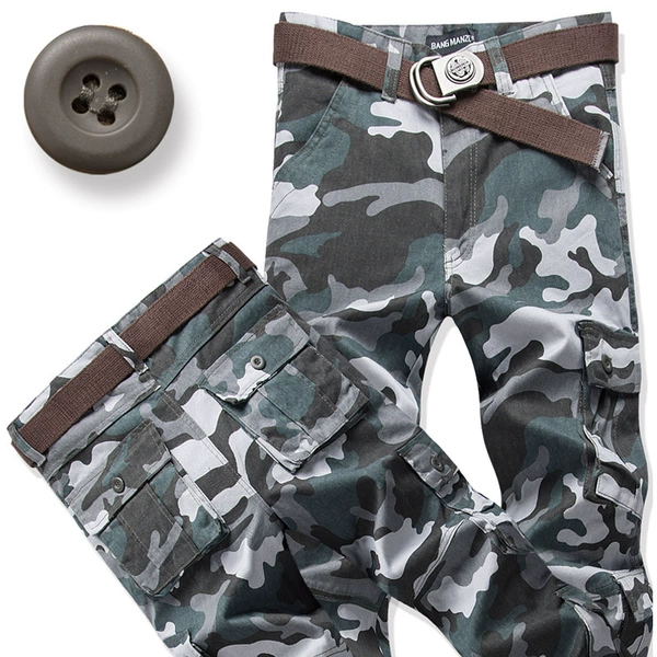 Blue camouflage fleece trousers