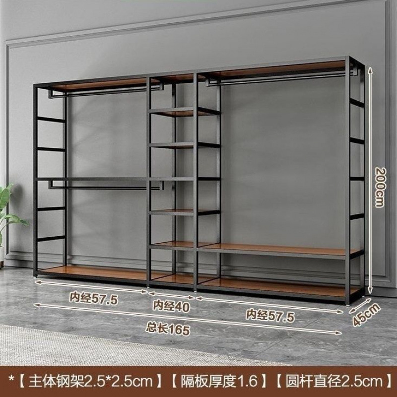 衣帽架钢结构衣柜家用卧室加厚双层加粗衣帽架两层金属简约现代|undefined