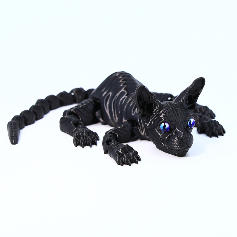 热销新款无毛猫关节可活动3D打印龙摆件手办套装3D打印无毛猫摆件|undefined