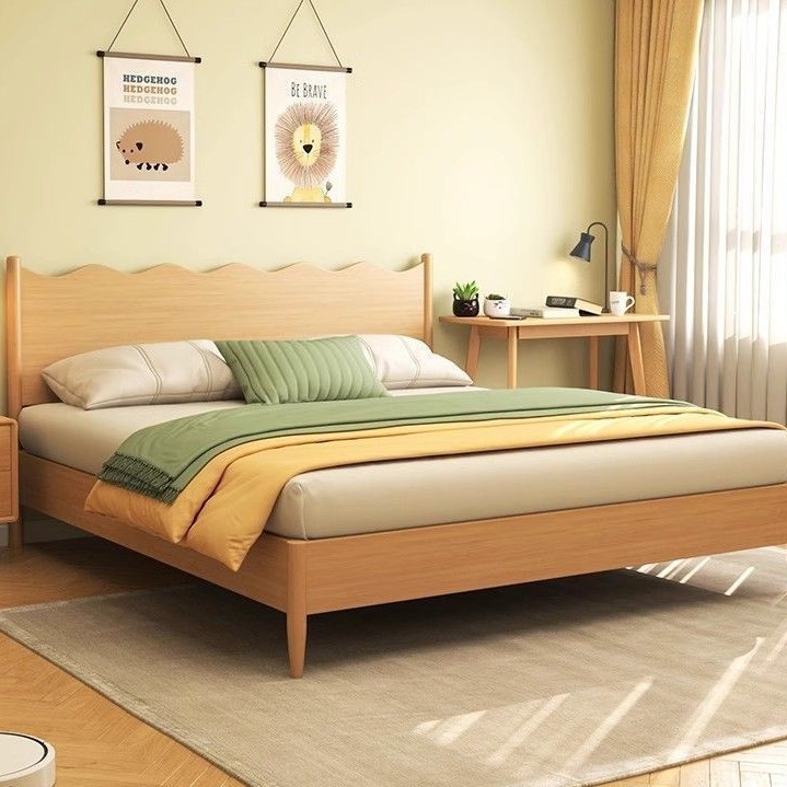 Nórdico niñas y niños cama de madera maciza cama infantil cama de haya moderna simple cama individual dormitorio pequeño