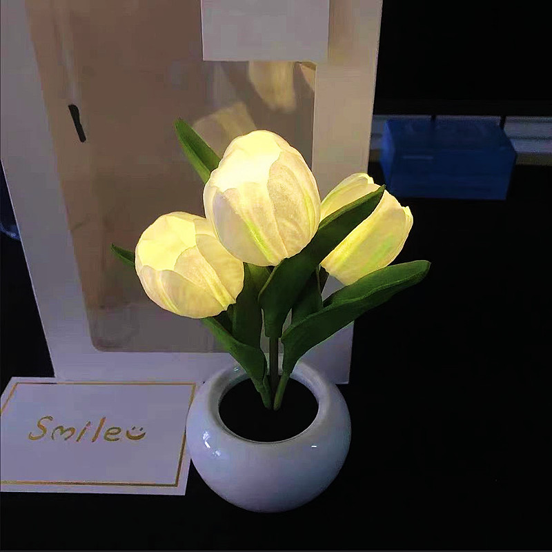 New LED Tulip Night Bedroom Bedside Artificial Flower Bouquet Decorative Atmosphere Light Father's Day Creative Gift_voghion.com