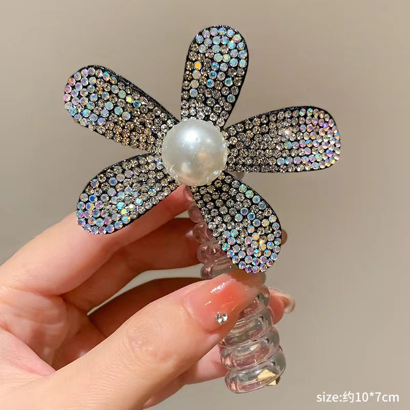 Línea telefónica trenzada transfronteriza, anillo para el cabello, perla, cabello trenzado recto, artefacto femenino, cola de caballo alta, burbuja, cabello trenzado, cuerda, accesorios para el cabello