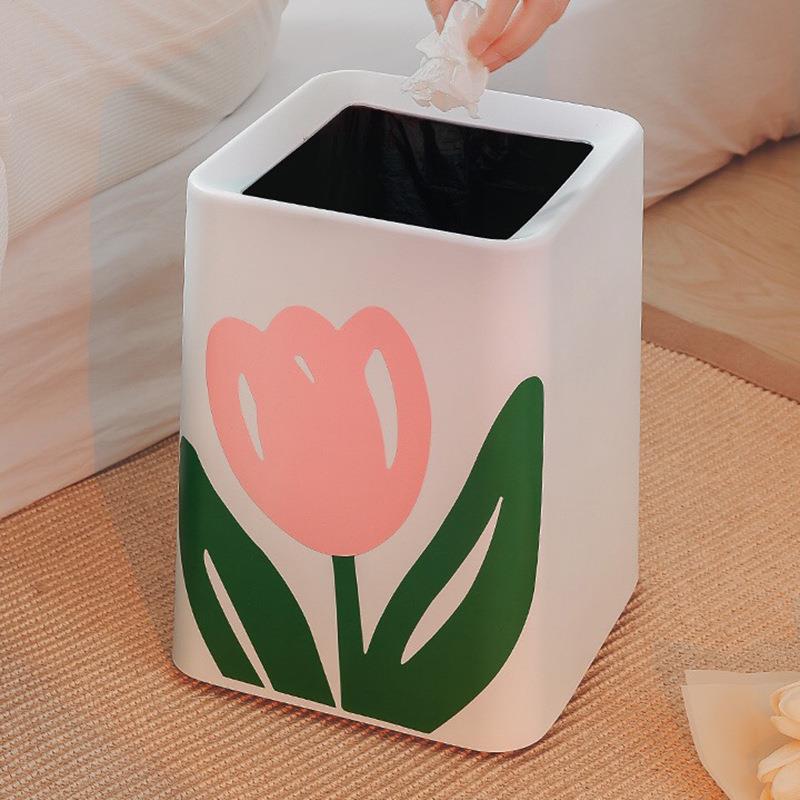 Alto valor tulipán basurero ins viento sala de estar papelera hogar luz de lujo creativo lindo dormitorio dentro del cubo