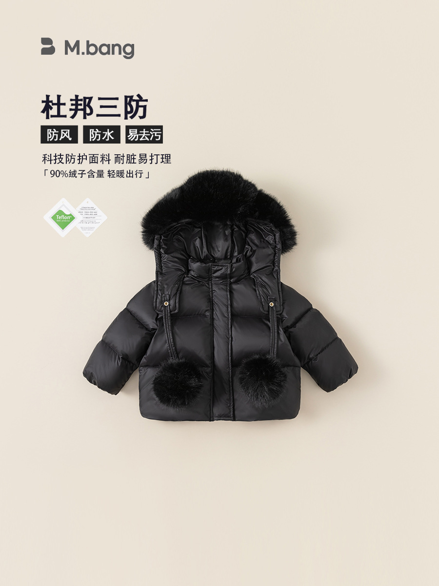 Babycity invierno nuevo estilo coreano niñas Cuello de piel con capucha abajo chaqueta de los niños abrigo de tres pruebas DY23223