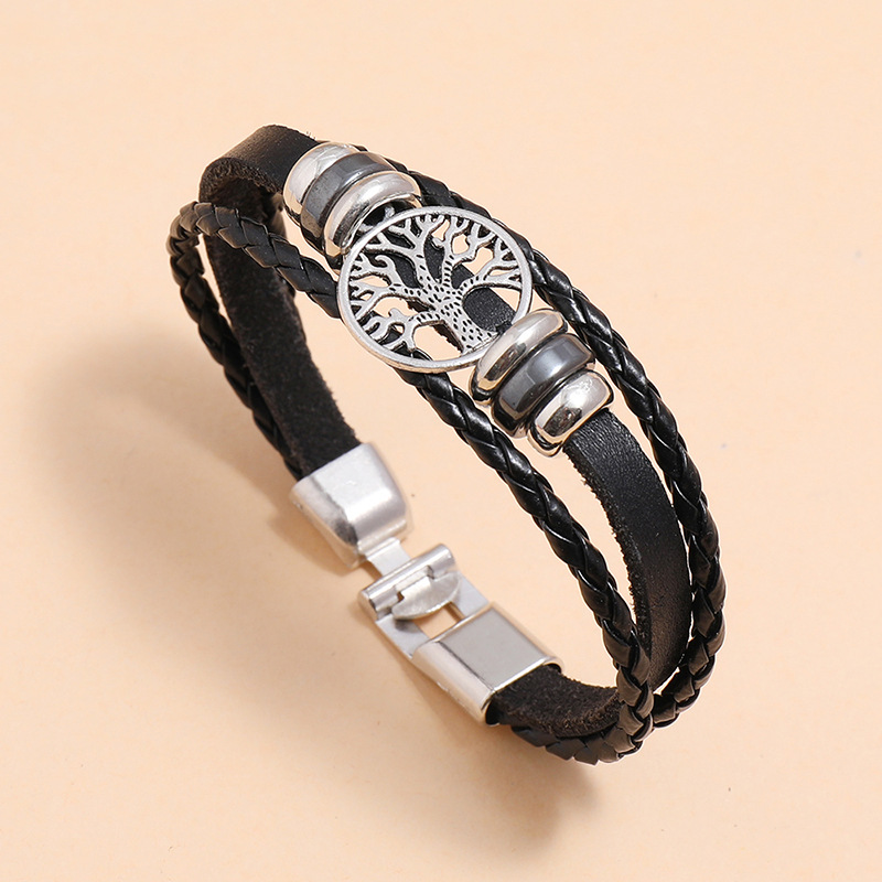 fashion lucky tree braided leather bracelet