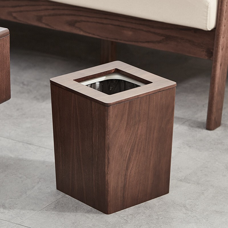 Nordic Style Storage Wooden Trash Large Household Living Room Bedroom Kitchen Hotel Commercial Solid Wood Vintage Trash