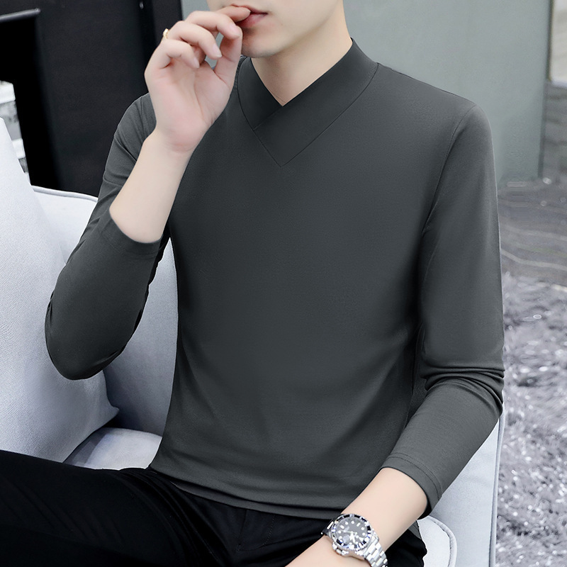 카본 그레이 T199 퓨어 오블리크 브이넥