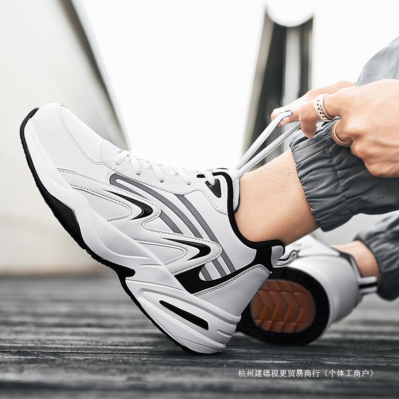 Non-slip demi-season casual white running sneakers for students