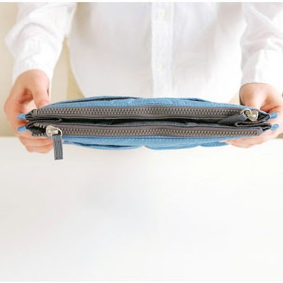 Portable Lightweight Large Capacity Makeup Bag with Double Zipper, Thick Travel Toothbrush Bag, Multi-functional Data Cable Storage Bag
