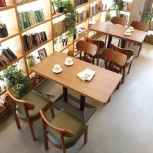 简约面馆汉堡店西餐店实木日料食堂餐厅桌椅奶茶店咖啡厅组合桌椅