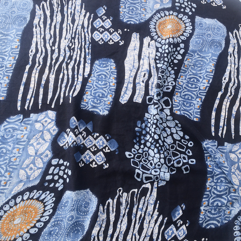 Venta caliente transfronteriza estilo étnico vintage bufanda de porcelana azul y blanca chal largo bohemio algodón y lino sensación bufanda impresa