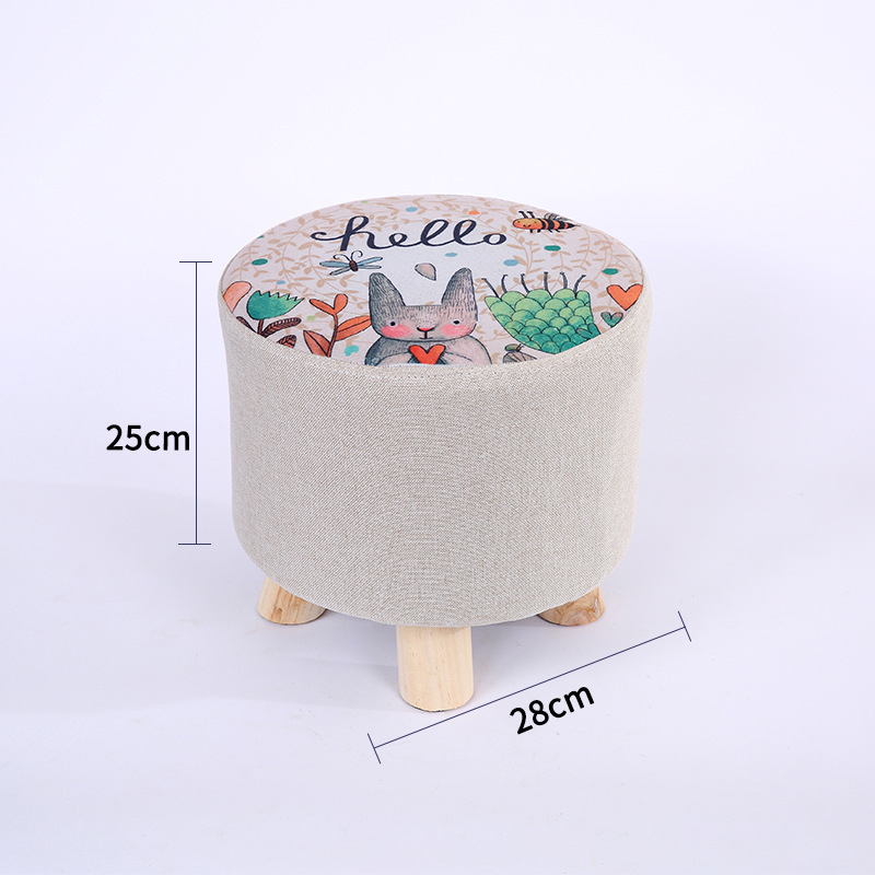Taburete pequeño Internet celebridad hogar tela taburete bajo sala de estar creativa sofá taburete lindo taburete redondo zapatos Cambio de heces perezoso banco pequeño