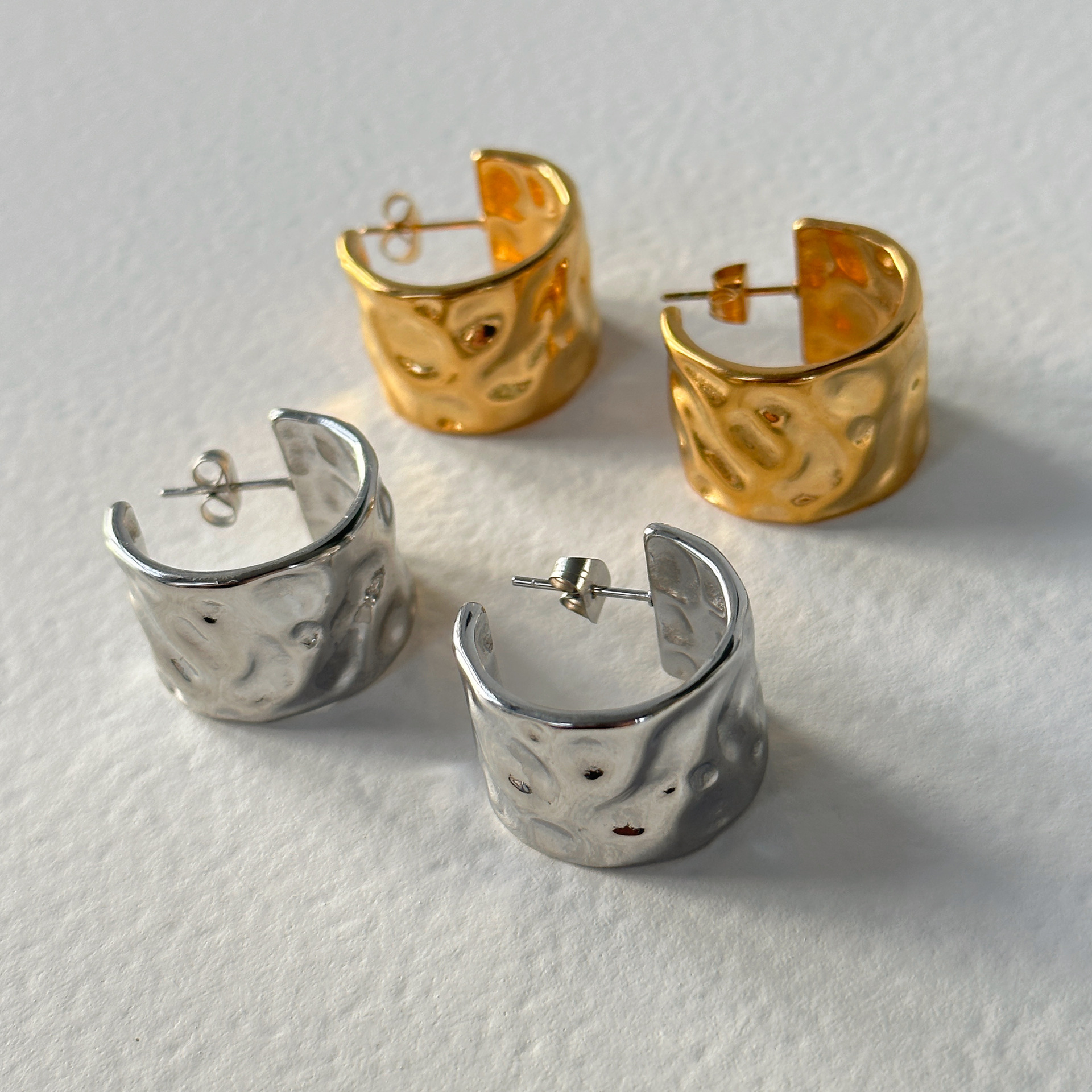 304 Stainless Steel, Titanium Steel Material 18K Gold Plated Plating C Shape Pattern 1 Pair Simple Style C Shape Plating Titanium Steel 18k Gold Plated Earrings