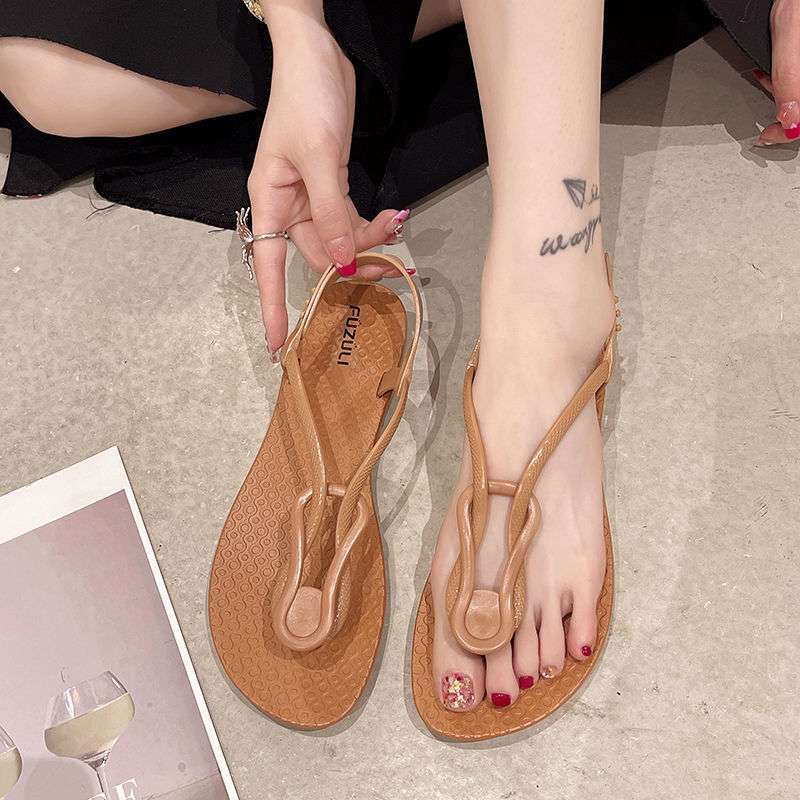 Little Red Man zapatos romanos de suela gruesa con cordones cruzados sandalias de punta abierta para mujer 2025 verano nuevo estilo zapatos de playa casuales de suela gruesa