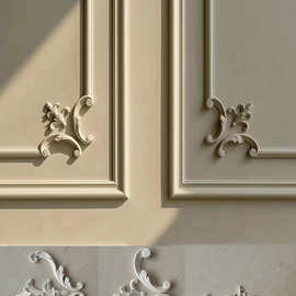 法式石膏角花电视背景墙边框造型线天花吊顶轻奢风石膏线边框组合