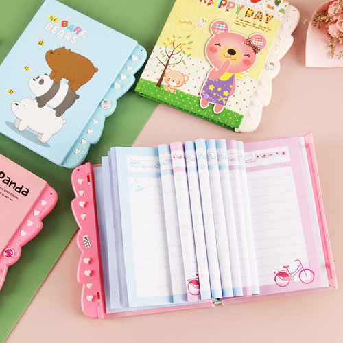 Cartoon code book for children, girly heart, cute diary with lock, student creative stationery wholesale notebook