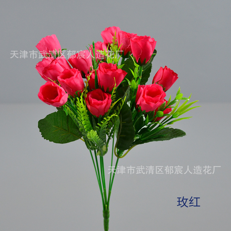 Ramo de rosas artificiales, flores artificiales, 18 coronas de tulipanes, arreglos florales, proyecto de jardinería, flores para decoración de centros comerciales