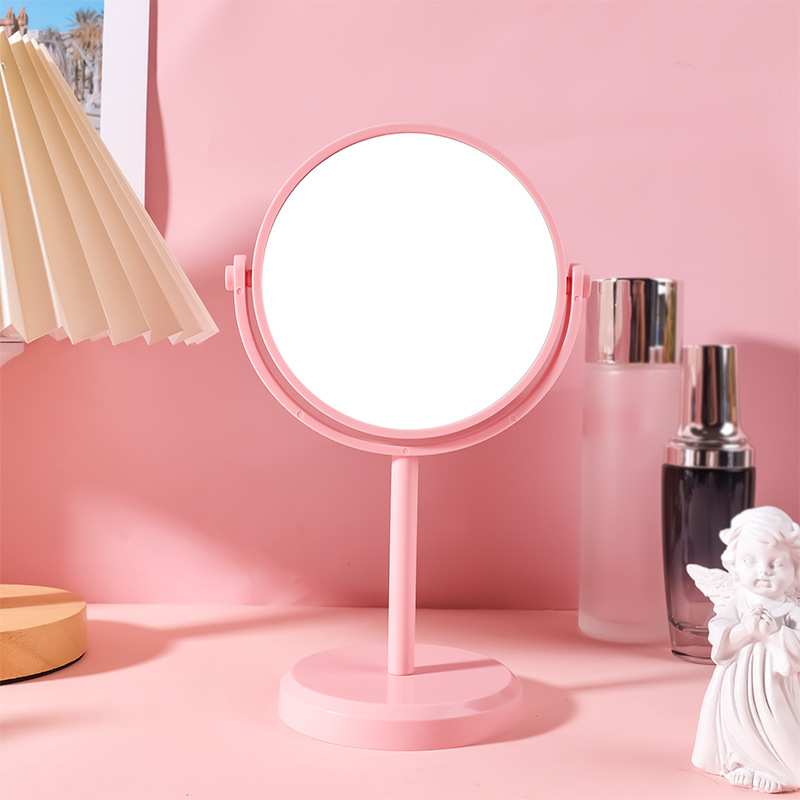 Espejo de Maquillaje de Escritorio de Doble Cara Plástico y Vidrio con Aumento para Baño y Dormitorio