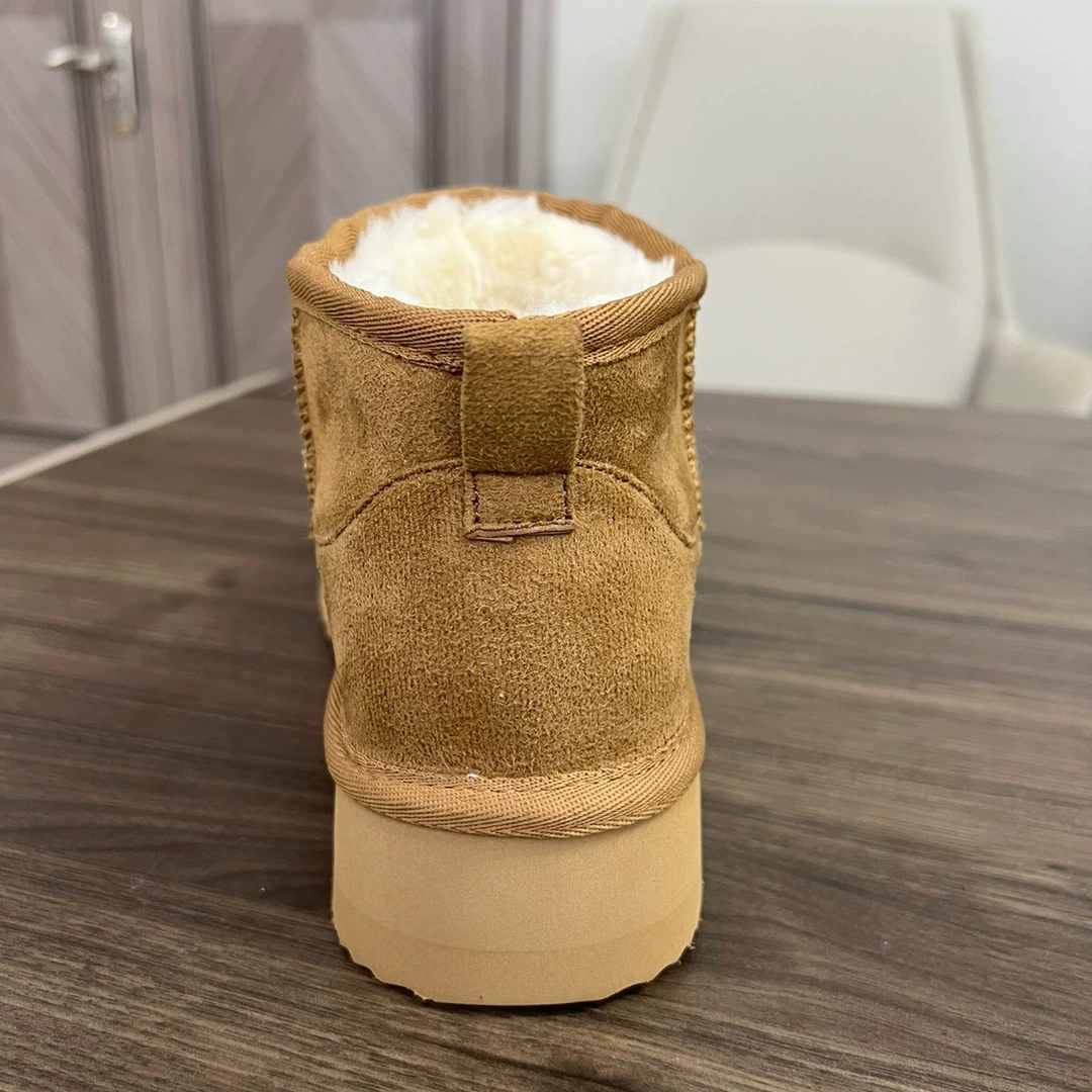 Женские мини-сапожки из замши с искусственным мехом, толстая пенная подошва, короткие снегоступы